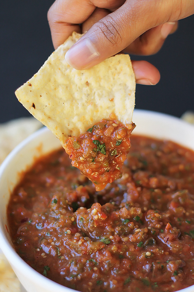 Roasted Tomatillo and Tomato Salsa- Bold with flavor and so easy to make and that's a good thing, because your guest will fall in love with this salas.