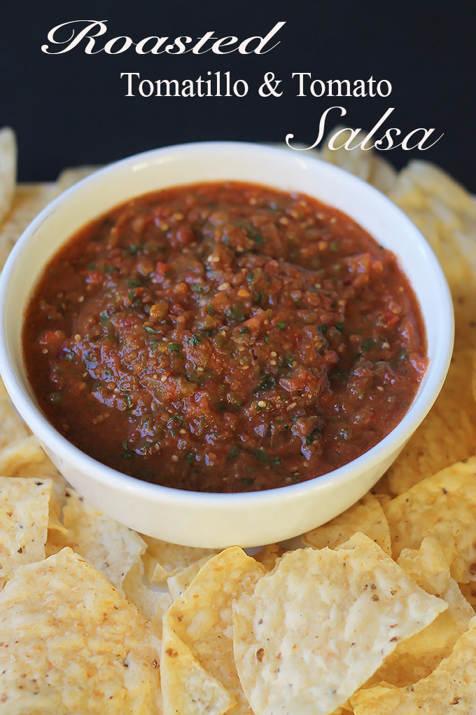 Roasted Tomatillo and Tomato Salsa- Bold with flavor and so easy to make and that's a good thing, because your guest will fall in love with this salas.