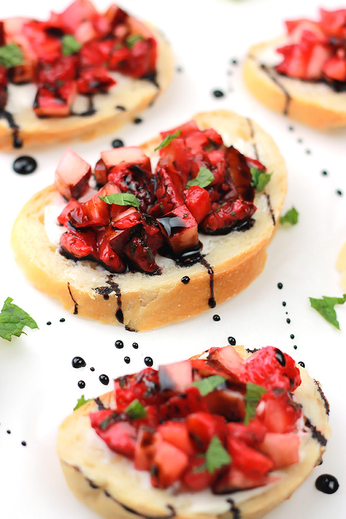 Strawberry Peach Bruschetta, take a break from the traditional and add a bit of sweet to your Bruschetta.