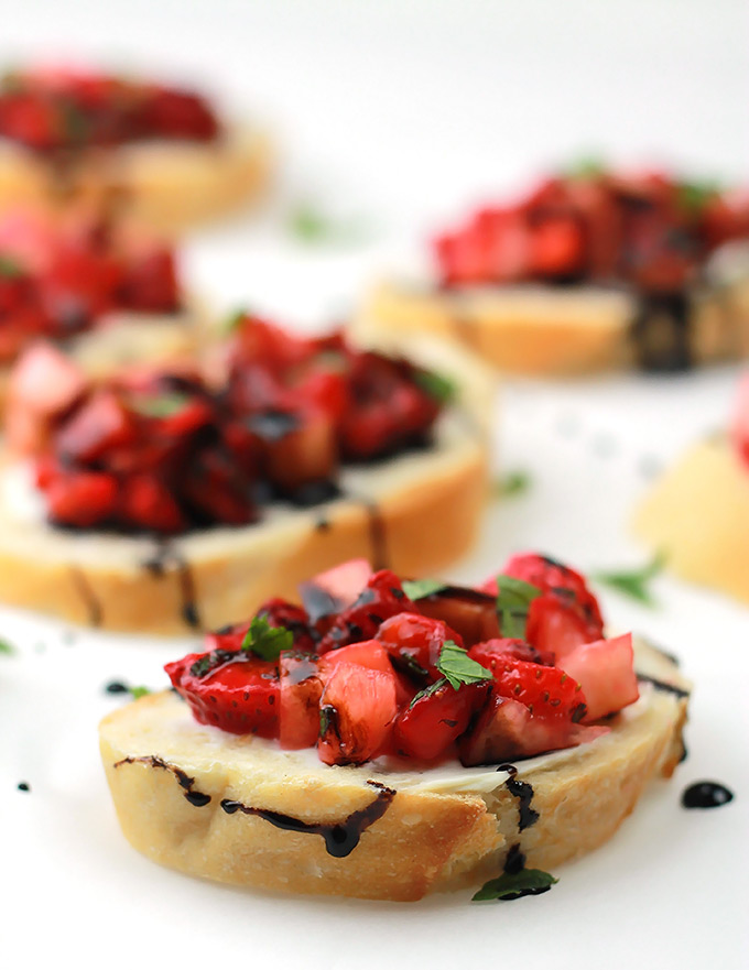 Strawberry Peach Bruschetta, take a break from the traditional and add a bit of sweet to your Bruschetta.