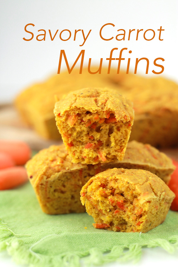 Savory Carrot Muffins, tender, slightly sweet, and simply delicious. A perfect companion to a bowl of soup.