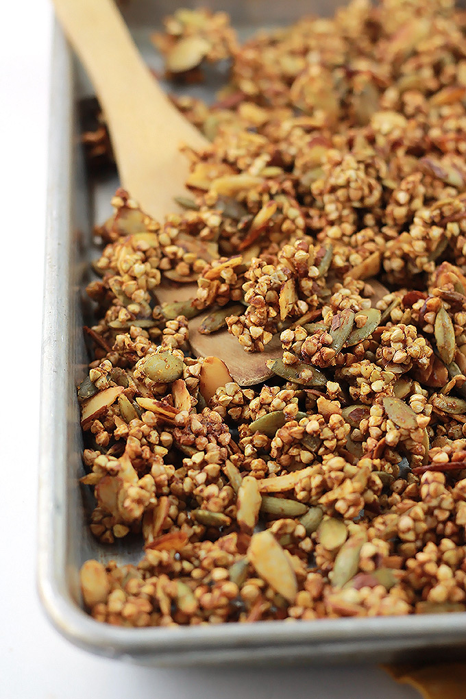 Sweet crispy Buckwheat Pumpkin Clusters a perfect anytime snack.