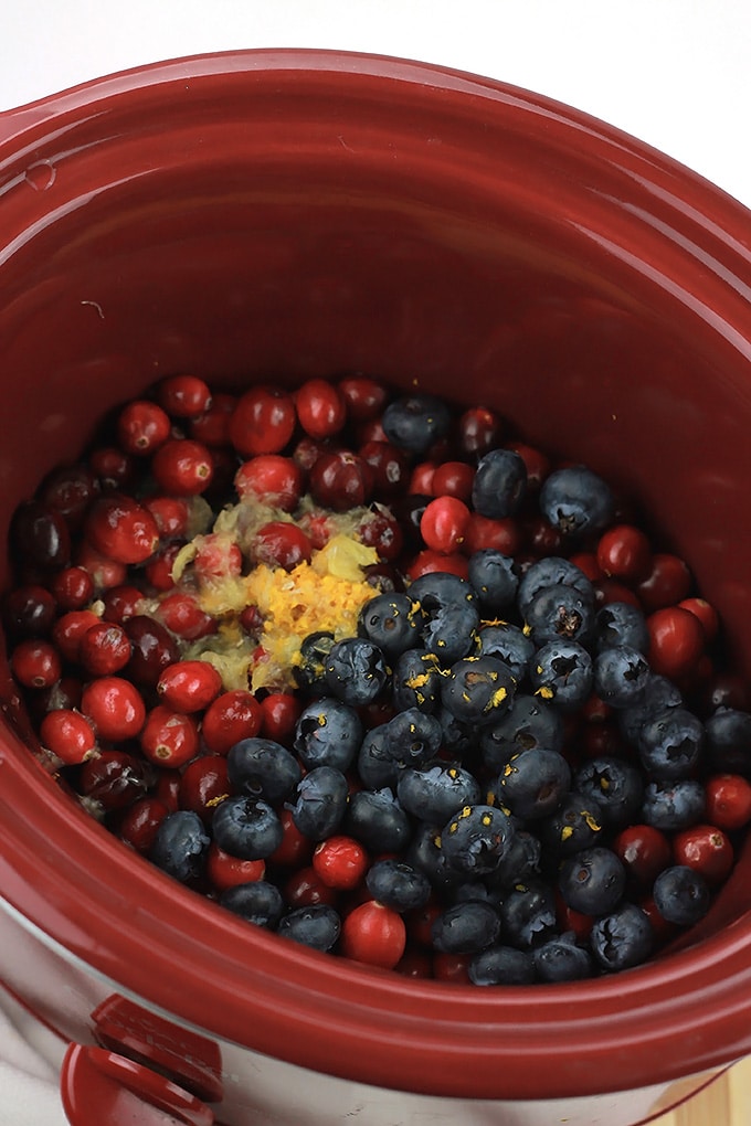 Super simple and delicious, this Slow-Cooked Cran-Blueberry Sauce may just be upgraded from side dish to star dish.