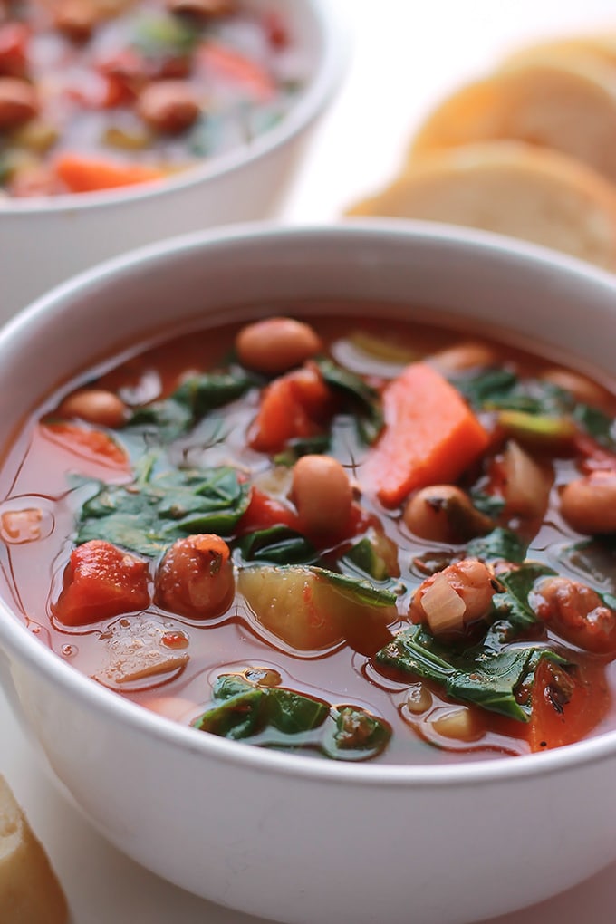 A new take on the old traditional New Year's Black-Eyed Peas and Collard, put them together in a hearty soup.