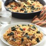 Simple, easy, full of flavor and ready in minutes. This Kale Mushroom Capellini will satisfy everyone at the dinner table.