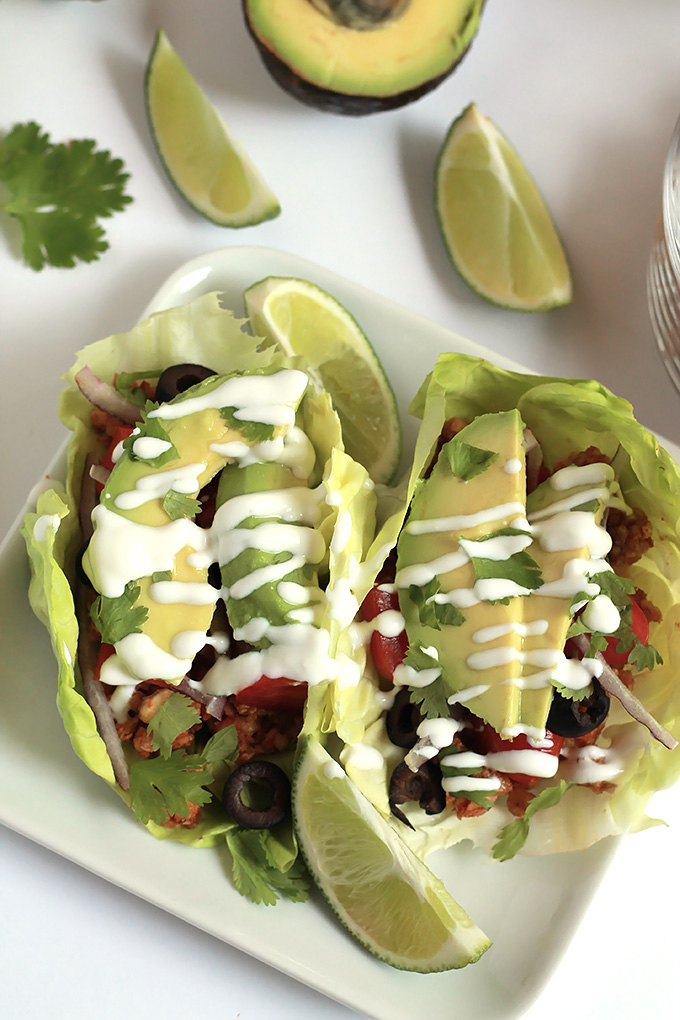 Easy and delicious, Raw Gluten-Free Tacos, made with walnuts and almonds, a great way to lighten things up for Spring. 