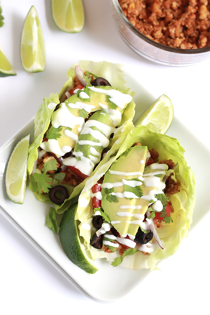 Easy and delicious, Raw Gluten-Free Tacos, made with walnuts and almonds, a great way to lighten things up for Spring. 