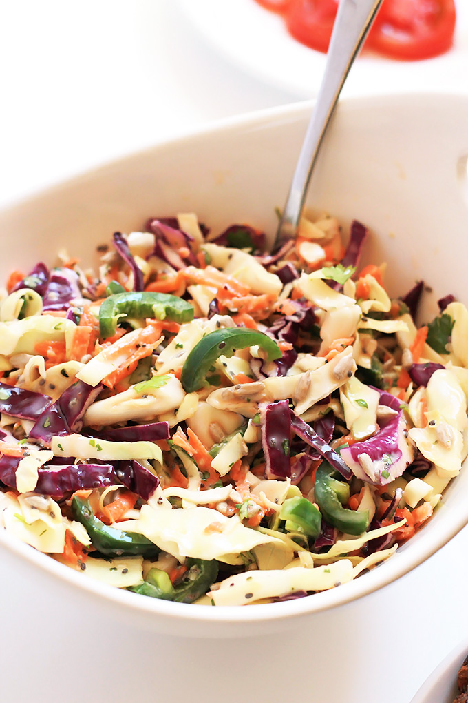 Simply delicious and full of flavor, you have to give this Black Bean Farro Burger a try, and serve it with this super tasty Spicy Slaw.