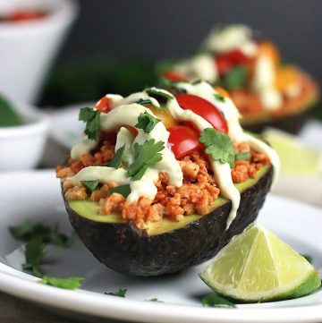 Skip the shell and just use the Avocado to hold all of the taco goodness That's what I did with these Vegan Stuffed Avocados, and let me tell you, they are so stinking delicious!