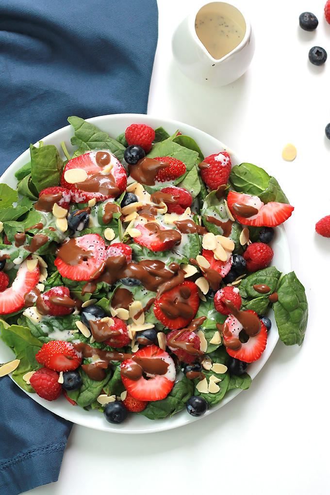 This Three Berry Salad with Poppy Seed Dressing is bursting with flavor from not one, not two, but three different berries. It may become one of your summer favorites.