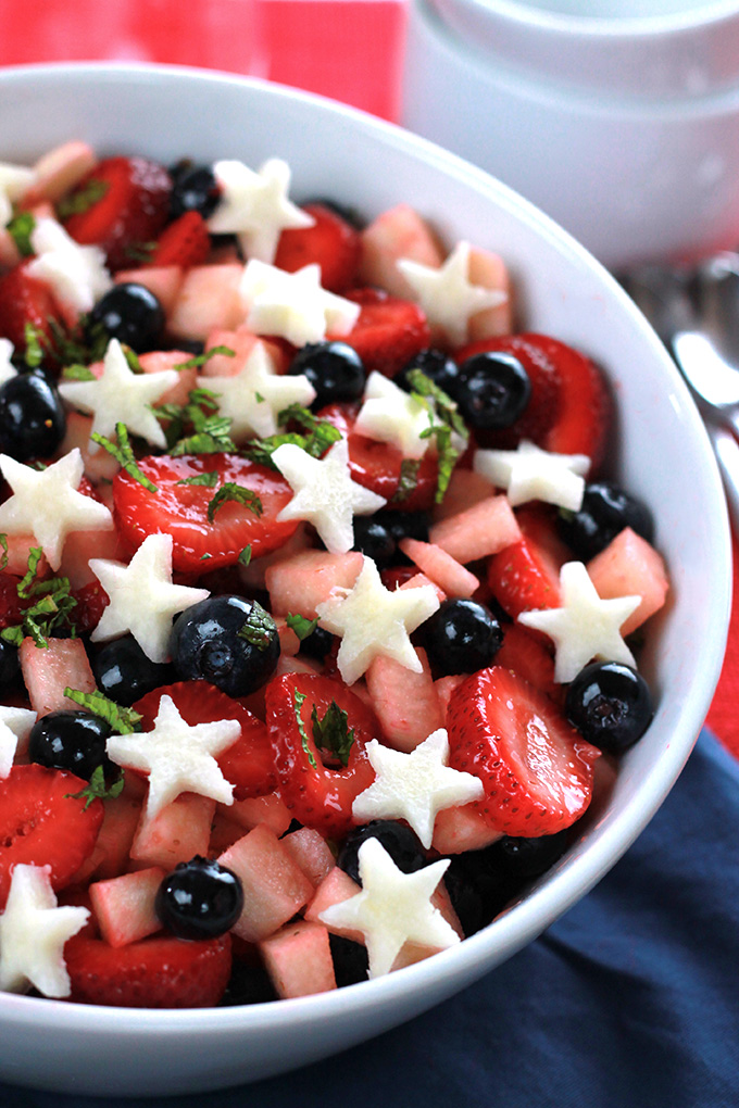 Sweet juicy strawberries, plump blueberries, and crisp jicama, together they make the perfect patriotic salad. This Strawberry, Blueberry, Jicama Salad is easy and deliciously healthy. 