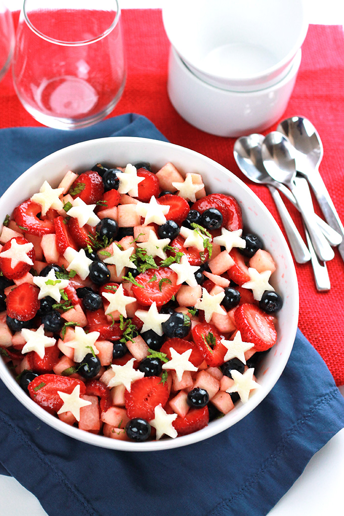 Sweet juicy strawberries, plump blueberries, and crisp jicama, together they make the perfect patriotic salad. This Strawberry, Blueberry, Jicama Salad is easy and deliciously healthy. 