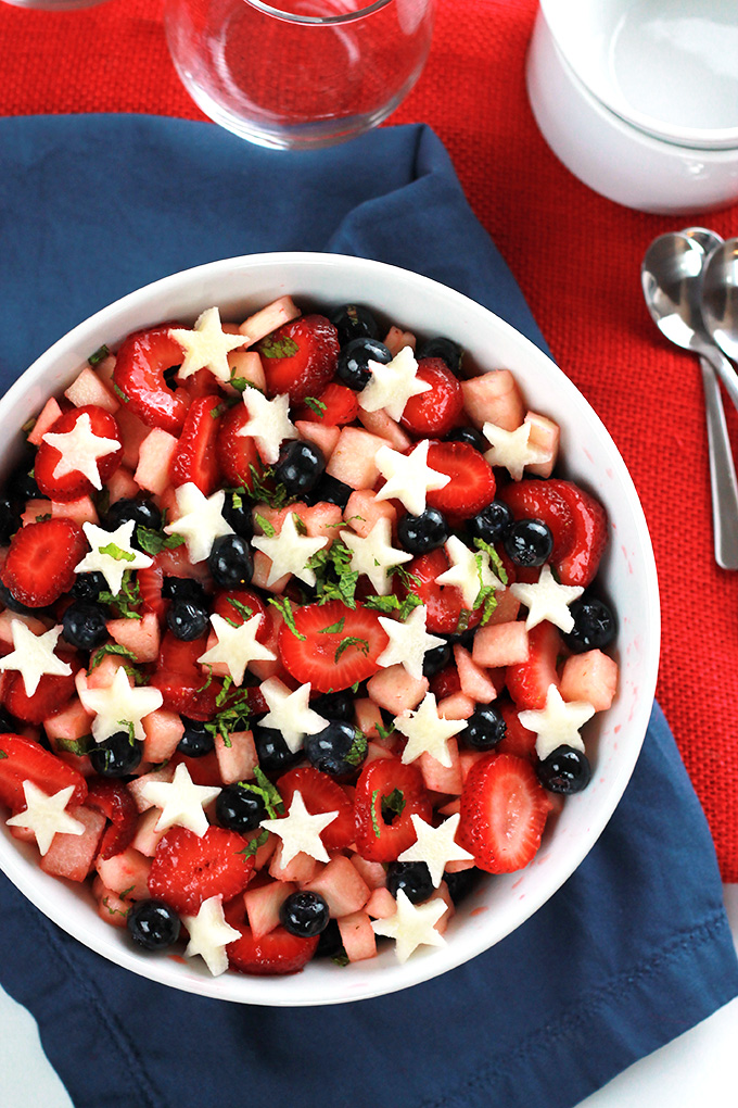 Sweet juicy strawberries, plump blueberries, and crisp jicama, together they make the perfect patriotic salad. This Strawberry, Blueberry, Jicama Salad is easy and deliciously healthy. 