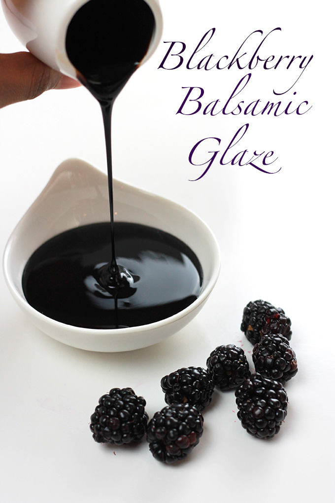 This Blackberry Balsamic Glaze is rich, smooth and creamy, lightly sweetened with maple syrup and loaded with plump juicy blackberries. Delicious on just about anything.