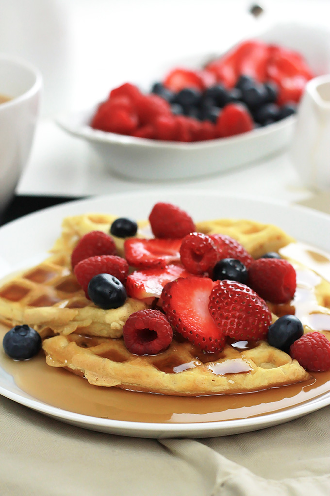 Eggless and oil-free these Easy Vegan Waffles are soft and tender inside and crispy outside. So easy, no need to wait for the weekend to enjoy! 