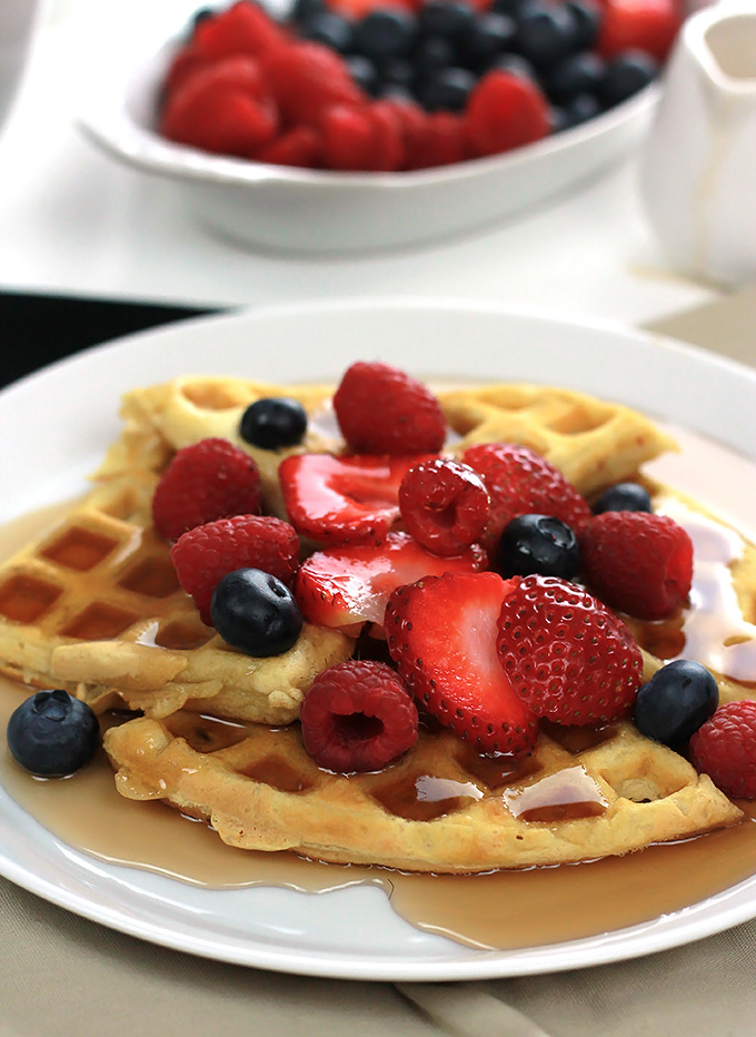 Eggless and oil-free these Easy Vegan Waffles are soft and tender inside and crispy outside. So easy, no need to wait for the weekend to enjoy! 