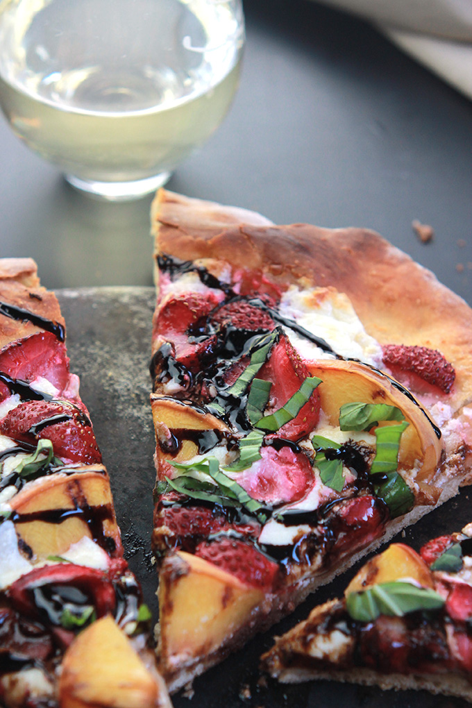 Sweet strawberries, grilled peaches and burrata cheese make this Peachy Strawberry Pizza one you'll want to make over and over .