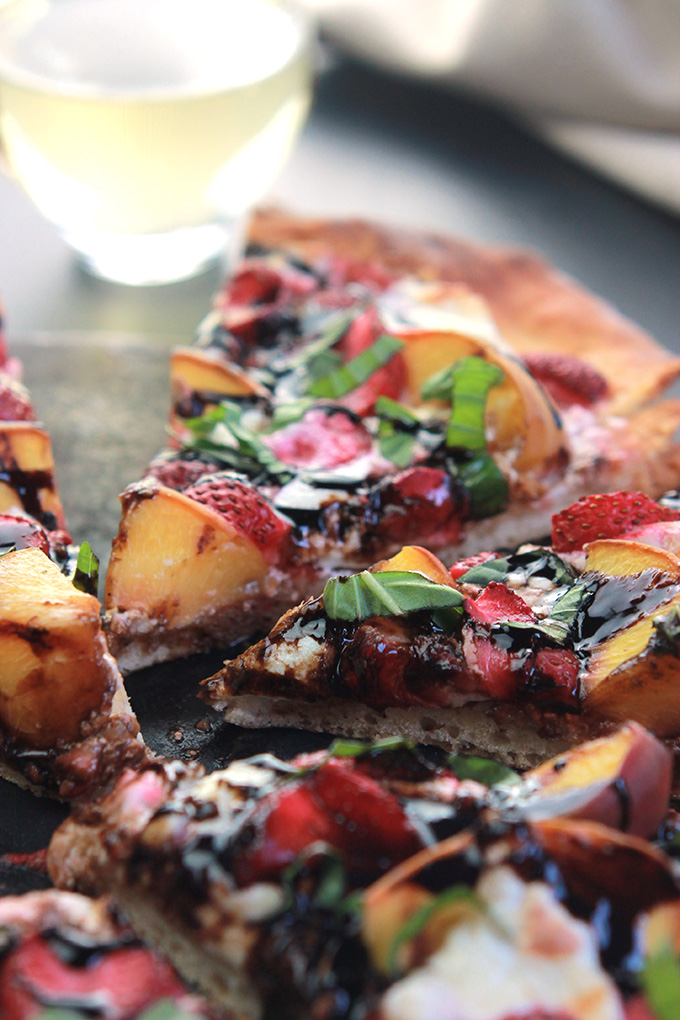 Sweet strawberries, grilled peaches and burrata cheese make this Peachy Strawberry Pizza one you'll want to make over and over .