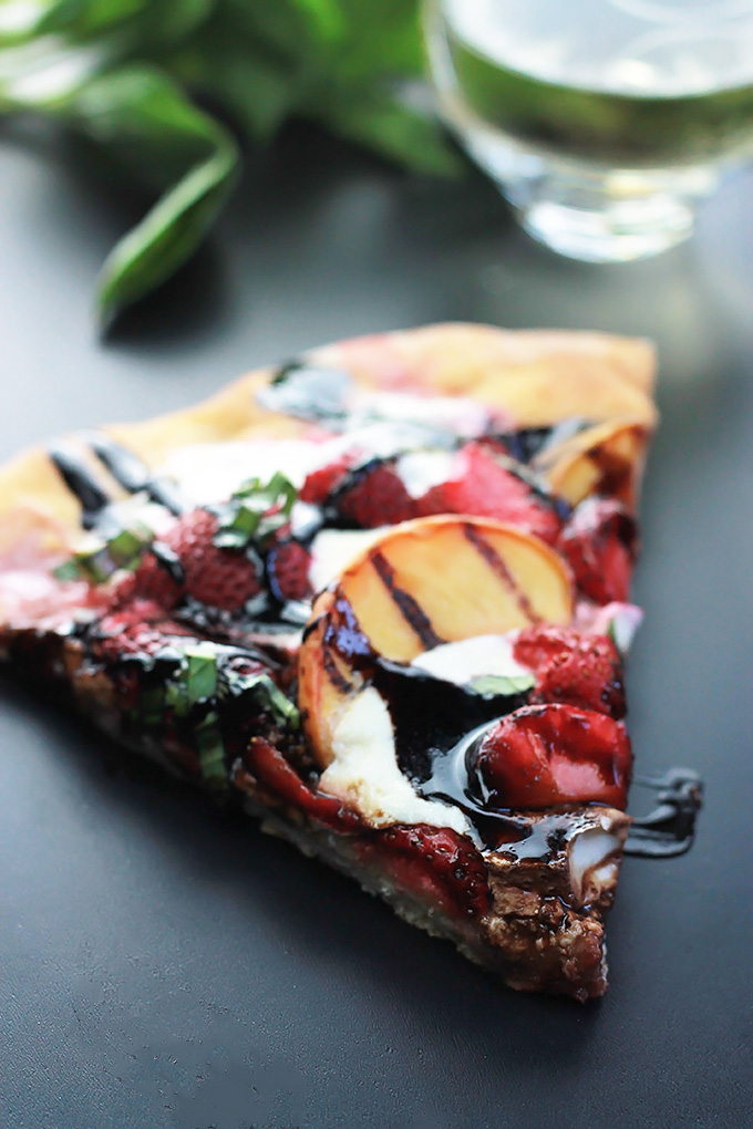 Sweet strawberries, grilled peaches and burrata cheese make this Peachy Strawberry Pizza one you'll want to make over and over .