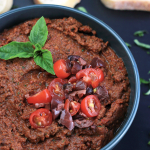 This Sun-Dried Tomato Tapenade is filled with nutrients like potassium, iron, thiamine, riboflavin, niacin and cell protecting oleic acid from the olives. Not only is it healthy, it's delicious.