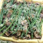 Rustic and savory Easy Mushroom Green Bean Tart. Great dish for a Black Friday brunch, perfect way to use Thanksgiving leftovers.