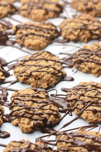 Hearty, wholesome, not overly sweet Nut Butter Oatmeal Cookies drizzled with Chocolate, oh-so-delicious!