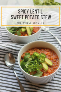 Hearty, comforting and delicious, this Spicy Lentil Sweet Potato Stew with a touch of jalapeño heat is perfect for those cold winter days.