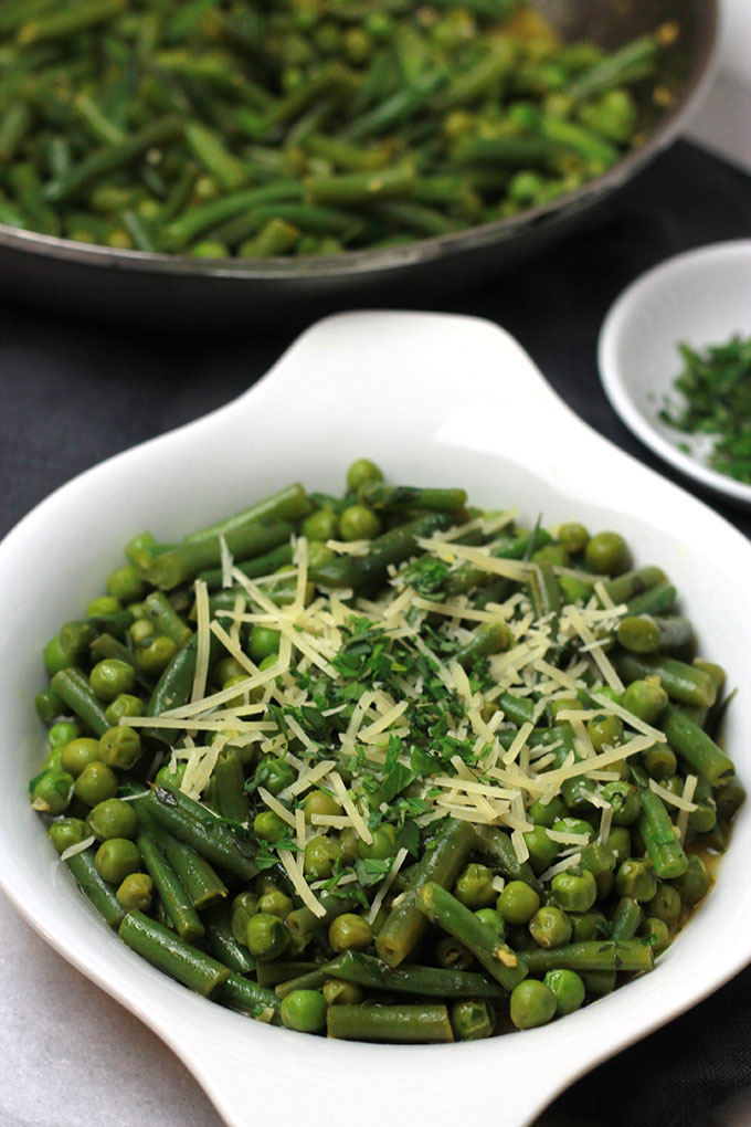 Fresh mix of herbs over crisp veggies and tender pasta finished off with a squeeze of lemon juice, this Herb Green Bean and Pea Pasta sings spring.