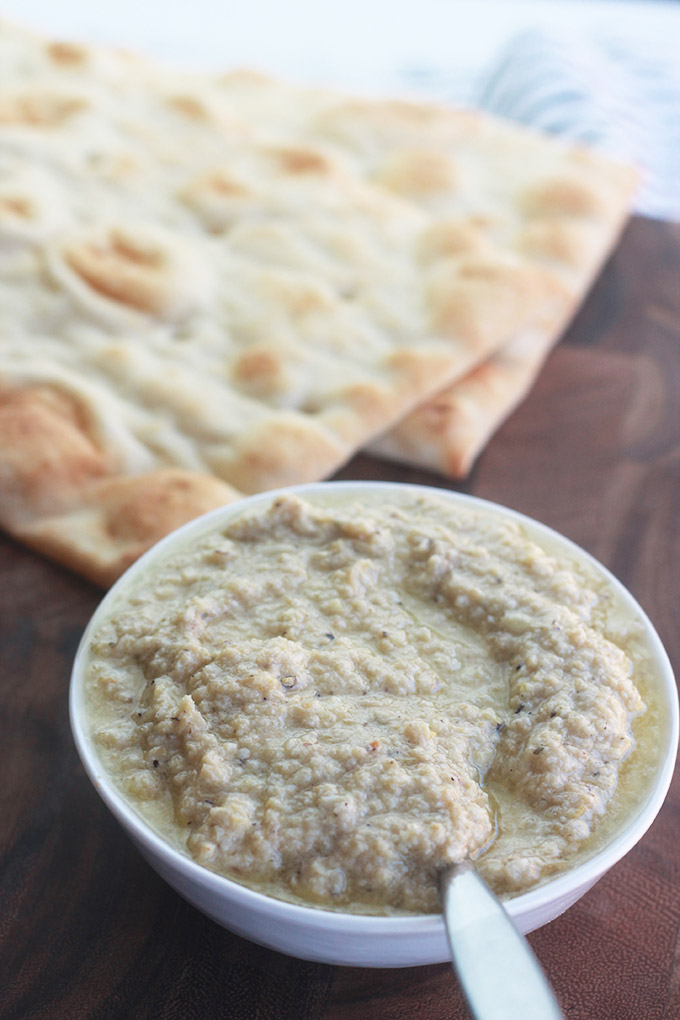 Naan flatbread and Char-Grilled artichoke pesto. 