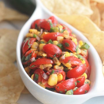 Close up of Fire-Roasted Corn Pico Style Salsa