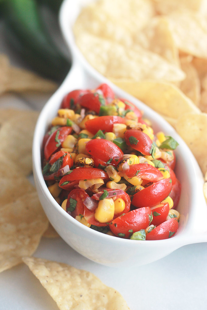 Close up of Fire-Roasted Corn Pico Style Salsa