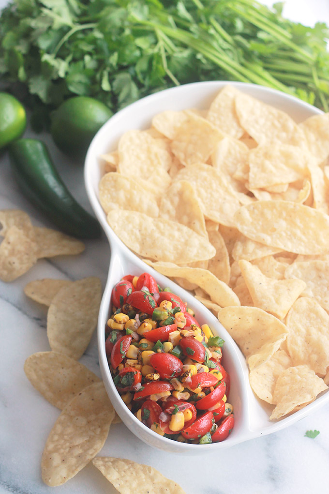 Overhead shot of fire-roasted corn pico stylesalsa