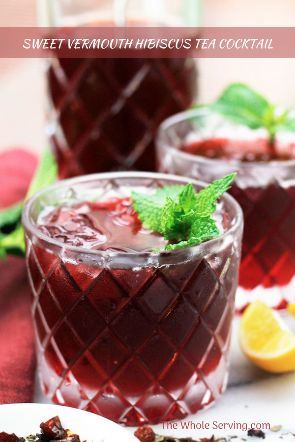 Close-up shot of Sweet Vermouth Hibiscus Tea Cocktail