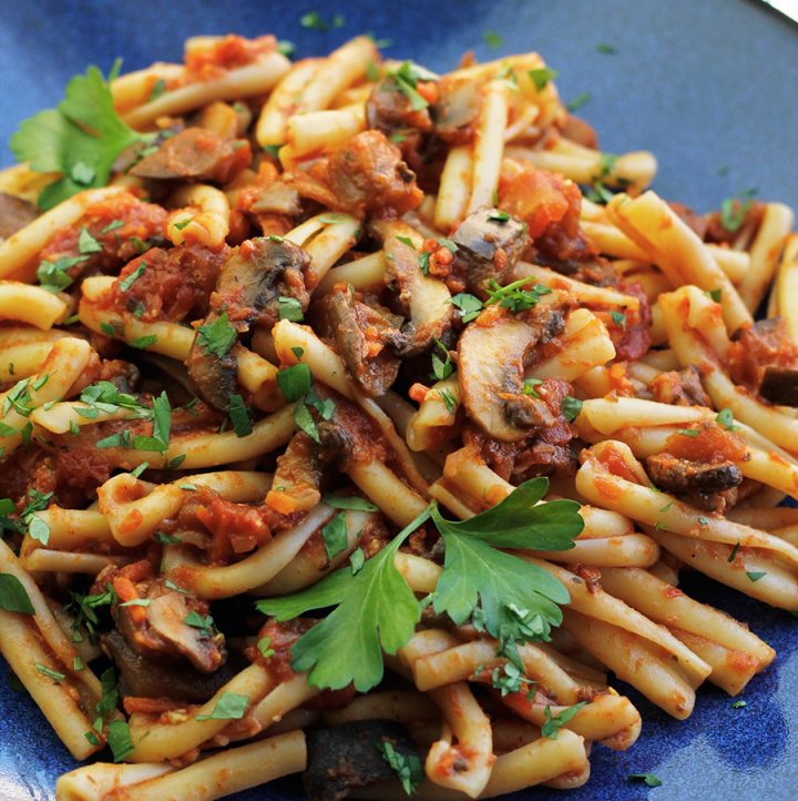 Vegan Eggplant Mushroom Bolognese with Casarecce » The Whole Serving