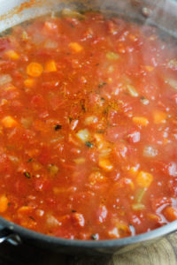 Simmering pot of Sun-Dried Tomato and Chickpea Soup