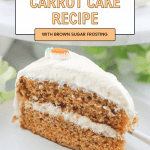 Super moist standing sliced two layer carrot cake.