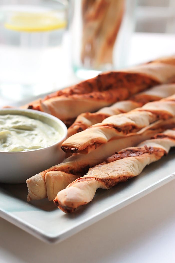 Crispy on the outside, soft, chewy and filled with flavor on the inside. Chorizo Twisted Breadsticks can be served as an appetizer or as a side to a big salad.